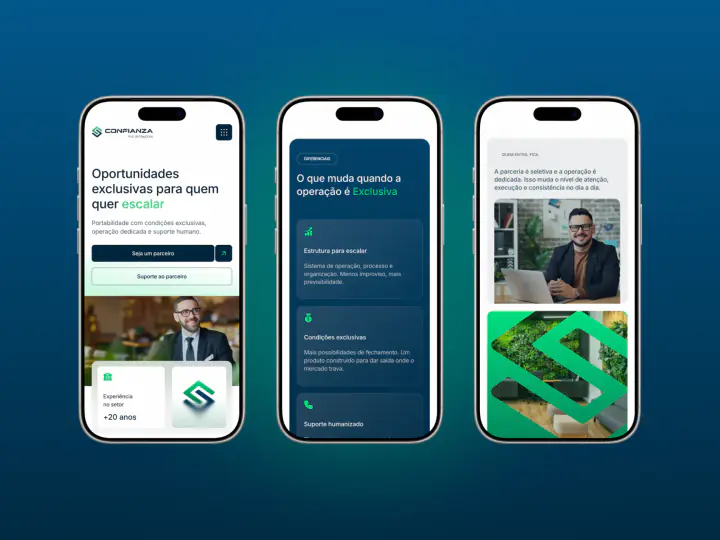 Telas do produto Confianza em smartphones