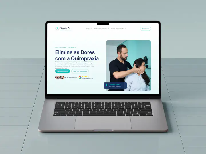 Site Clínica Terapia Zen em laptop